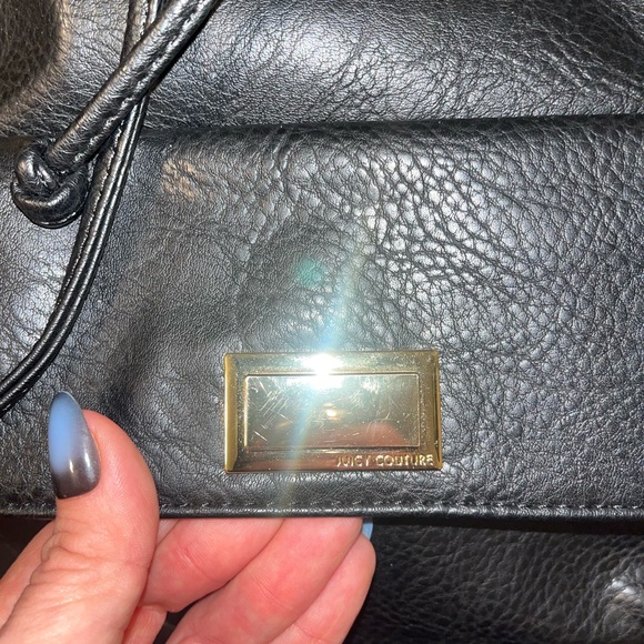 Black Leather Drawstring Backpack - Picture 4 of 4